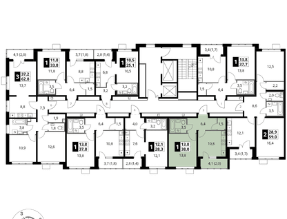 1-к. квартира, 38&nbsp;м²