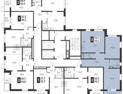 3-к. квартира, 73&nbsp;м²