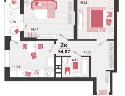 4-к. квартира, 54,1&nbsp;м²
