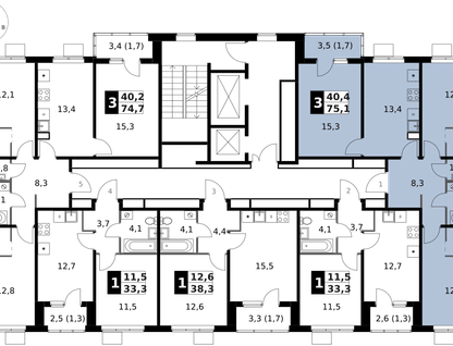3-к. квартира, 75&nbsp;м²