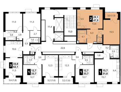 2-к. квартира, 47&nbsp;м²