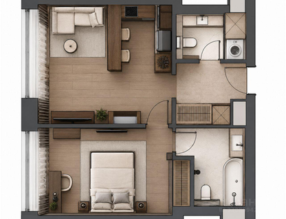 1-к. квартира, 44 м²