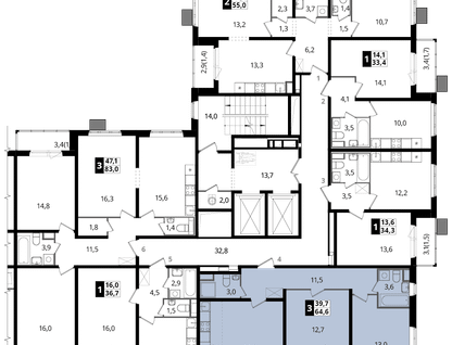 3-к. квартира, 64&nbsp;м²