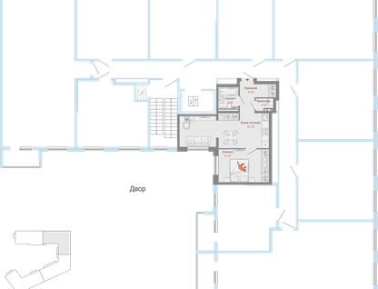 2-к. квартира, 43&nbsp;м²