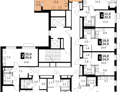 2-к. квартира, 58 м²