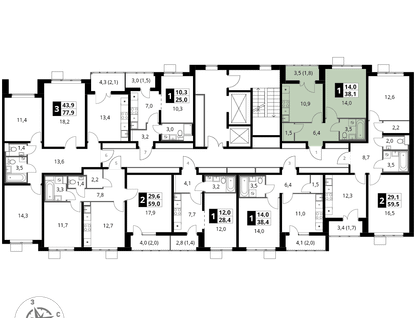 1-к. квартира, 38&nbsp;м²