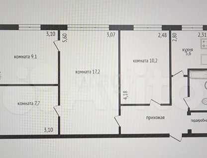 4-к. квартира, 60,5&nbsp;м²