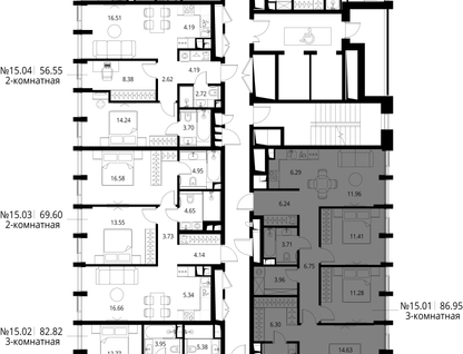 3-к. квартира, 86 м²