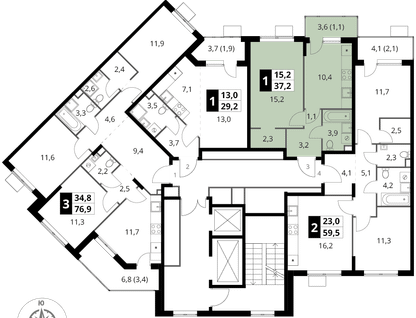 1-к. квартира, 37&nbsp;м²