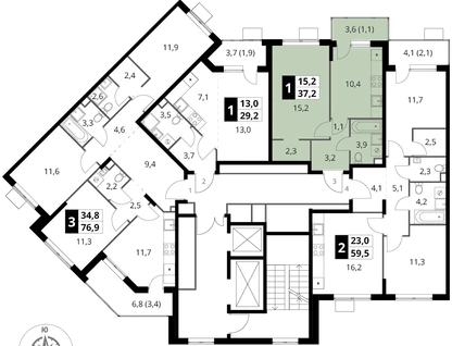 1-к. квартира, 37&nbsp;м²