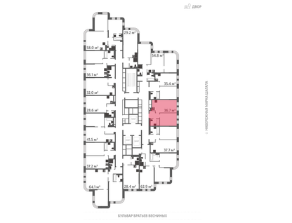 1-к. квартира, 36&nbsp;м²