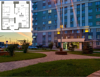 1-к. квартира, 40&nbsp;м²