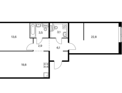 2-к. квартира, 71,4&nbsp;м²