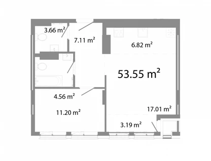 2-к. квартира, 53,5&nbsp;м²