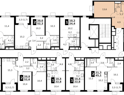 2-к. квартира, 58&nbsp;м²