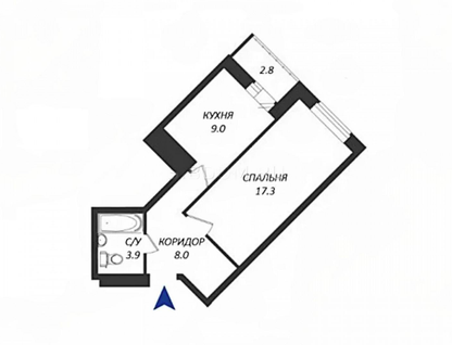 1-к. квартира, 40&nbsp;м²