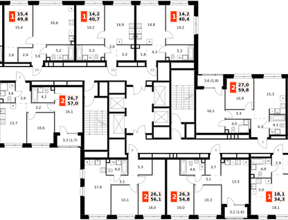 3-к. квартира, 59 м²