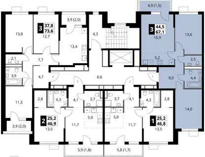 3-к. квартира, 67&nbsp;м²
