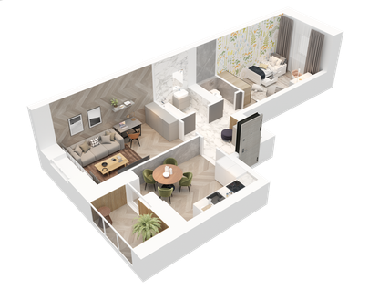 2-к. квартира, 57&nbsp;м²