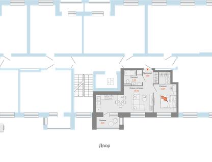 2-к. квартира, 41&nbsp;м²