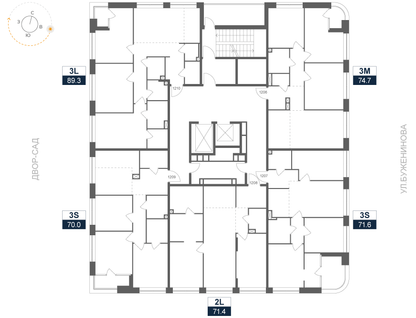 Студия, 74 м²