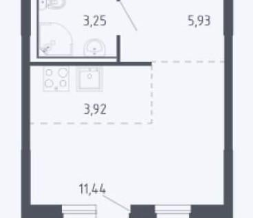 Студия, 25,2&nbsp;м²