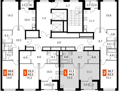 1-к. квартира, 42 м²