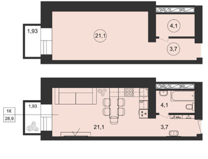 Студия, 32,5&nbsp;м²