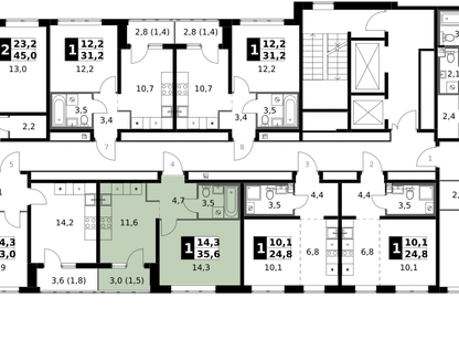 1-к. квартира, 35&nbsp;м²
