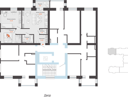 3-к. квартира, 63&nbsp;м²