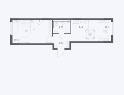 1-к. квартира, 46,6&nbsp;м²