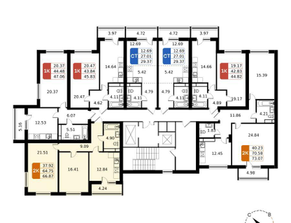 2-к. квартира, 66&nbsp;м²