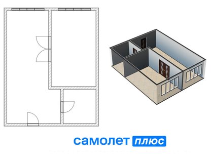 2-к. квартира, 44,8&nbsp;м²