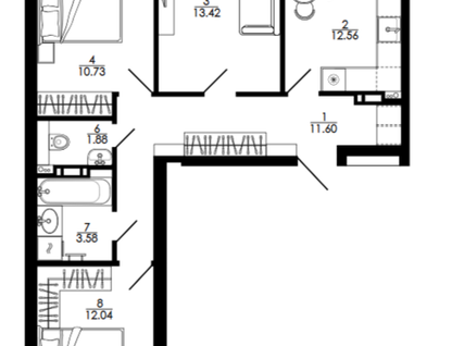3-к. квартира, 71,3 м²