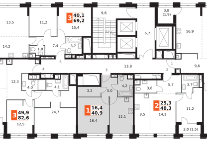 1-к. квартира, 40&nbsp;м²