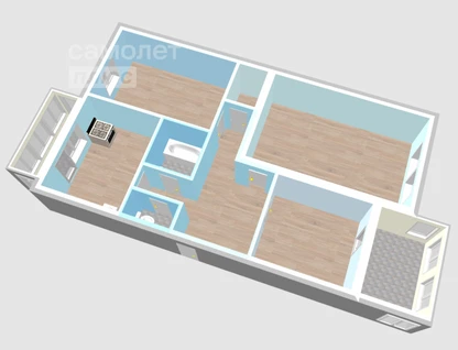 3-к. квартира, 64,6 м²