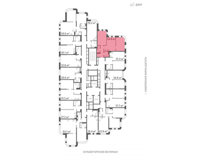 2-к. квартира, 54&nbsp;м²