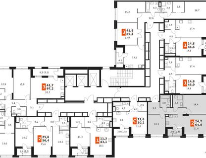 3-к. квартира, 64&nbsp;м²