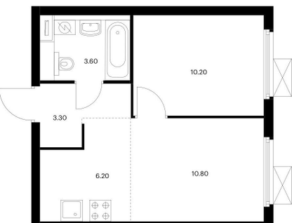 2-к. квартира, 34,1 м²
