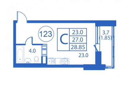 Студия, 30,7 м²