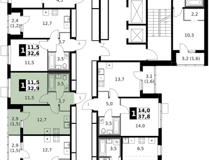1-к. квартира, 32&nbsp;м²