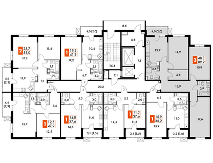 3-к. квартира, 89&nbsp;м²