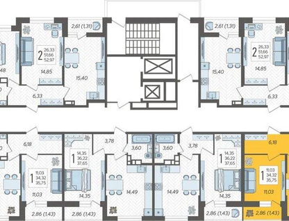 1-к. квартира, 35&nbsp;м²