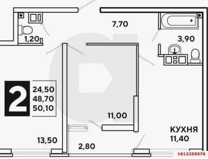 2-к. квартира, 48,2&nbsp;м²