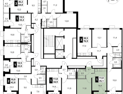 1-к. квартира, 35 м²