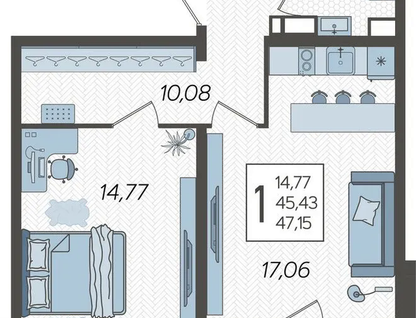 2-к. квартира, 48,1&nbsp;м²