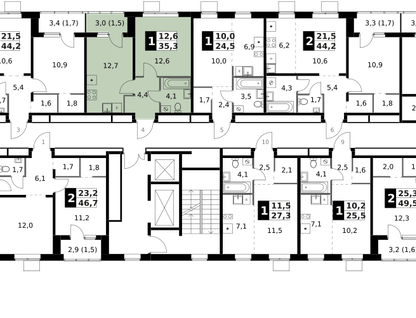 1-к. квартира, 35 м²