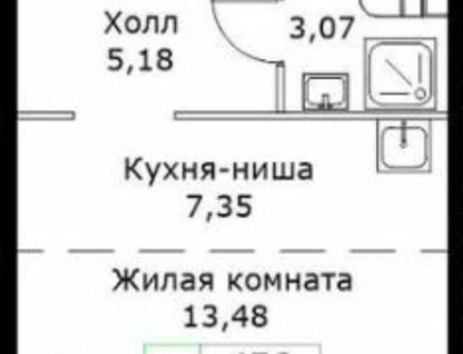 Студия, 29,1&nbsp;м²