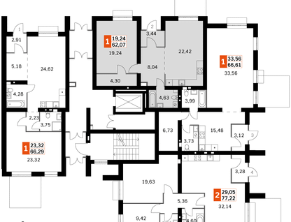 2-к. квартира, 62&nbsp;м²
