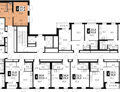 2-к. квартира, 47 м²